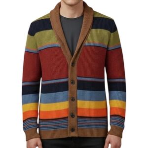 Striped Multicolor Men's cardigan  Sweater NWOT medium